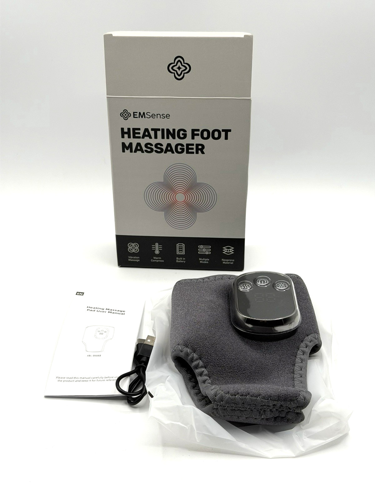 EMSense Pulsating Heating Therapy Foot Massager Cordless Vibration – Brand New
