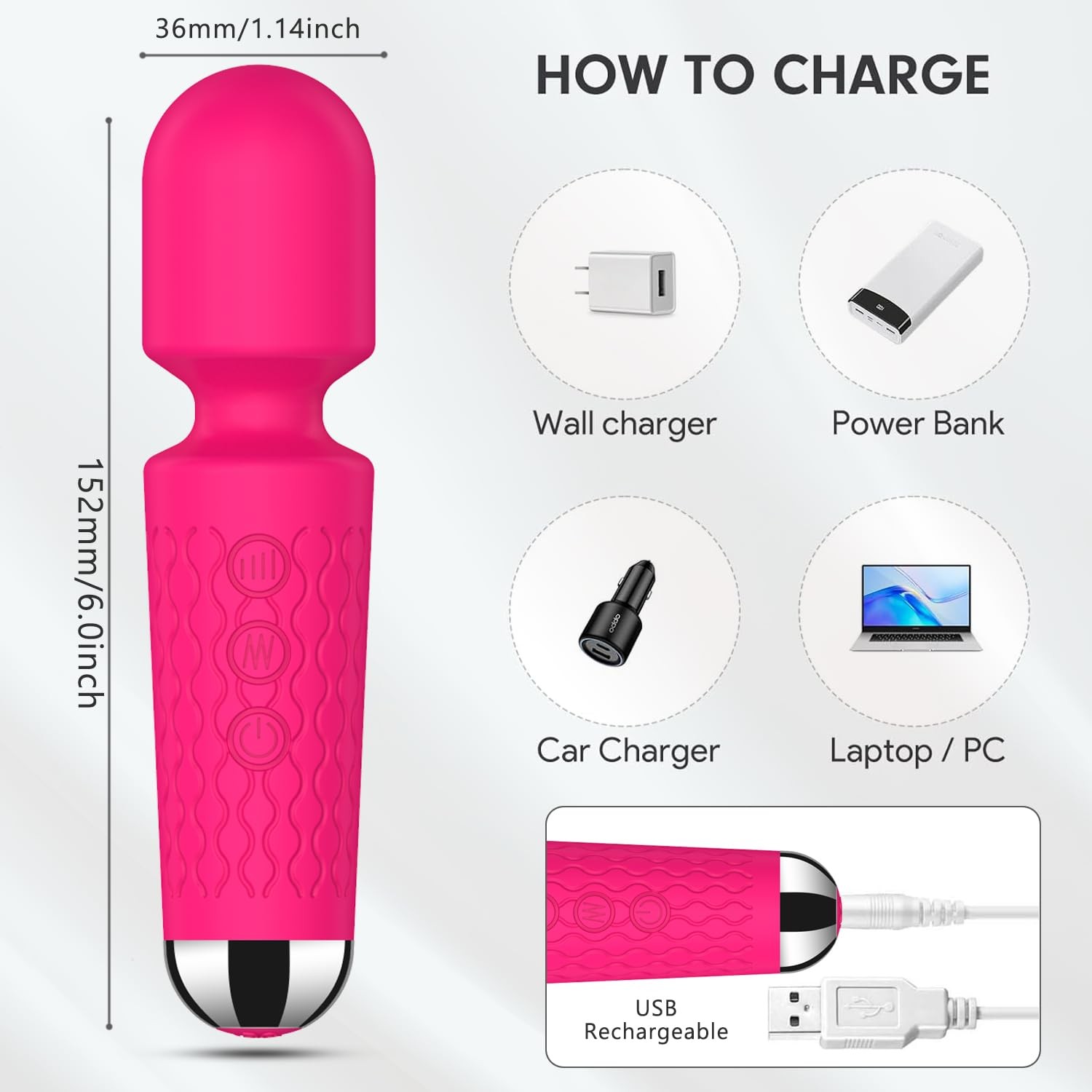 Personal Mini Massager, Handheld Wand Massager – Powerful Vibration Massager – P