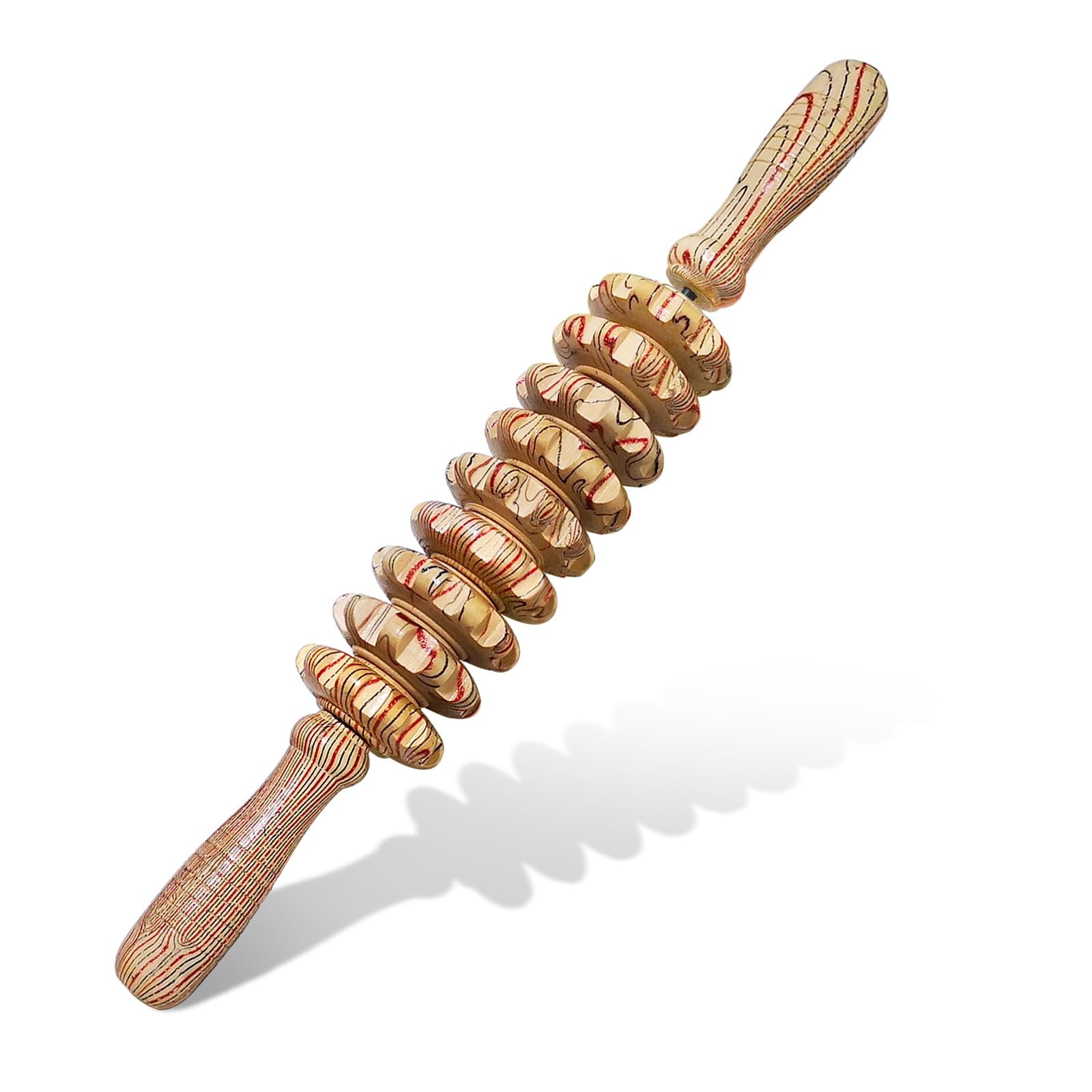 Wooden Massager Handheld Roller Trigger Point Massager Stick for Fascia, Celluli