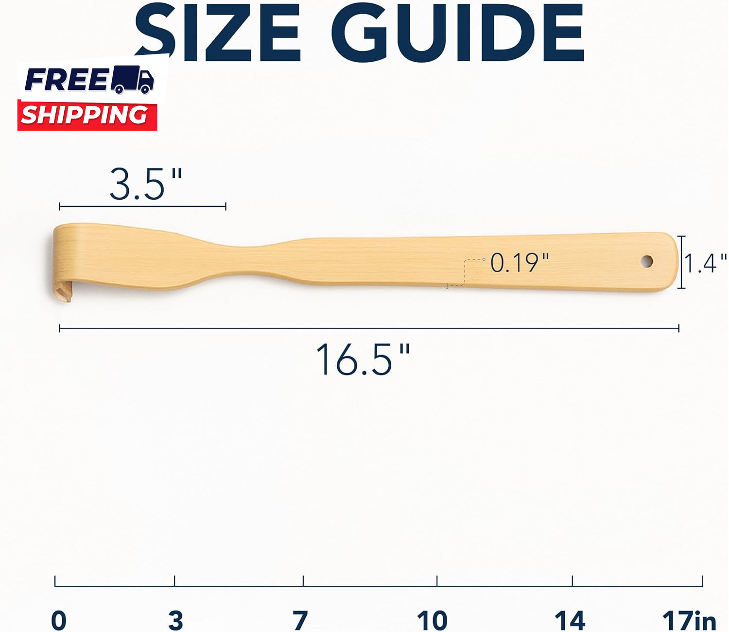 Slick- Bamboo Back Scratcher 16.5”, 2 Pack Wooden Back Scratcher Long Handle