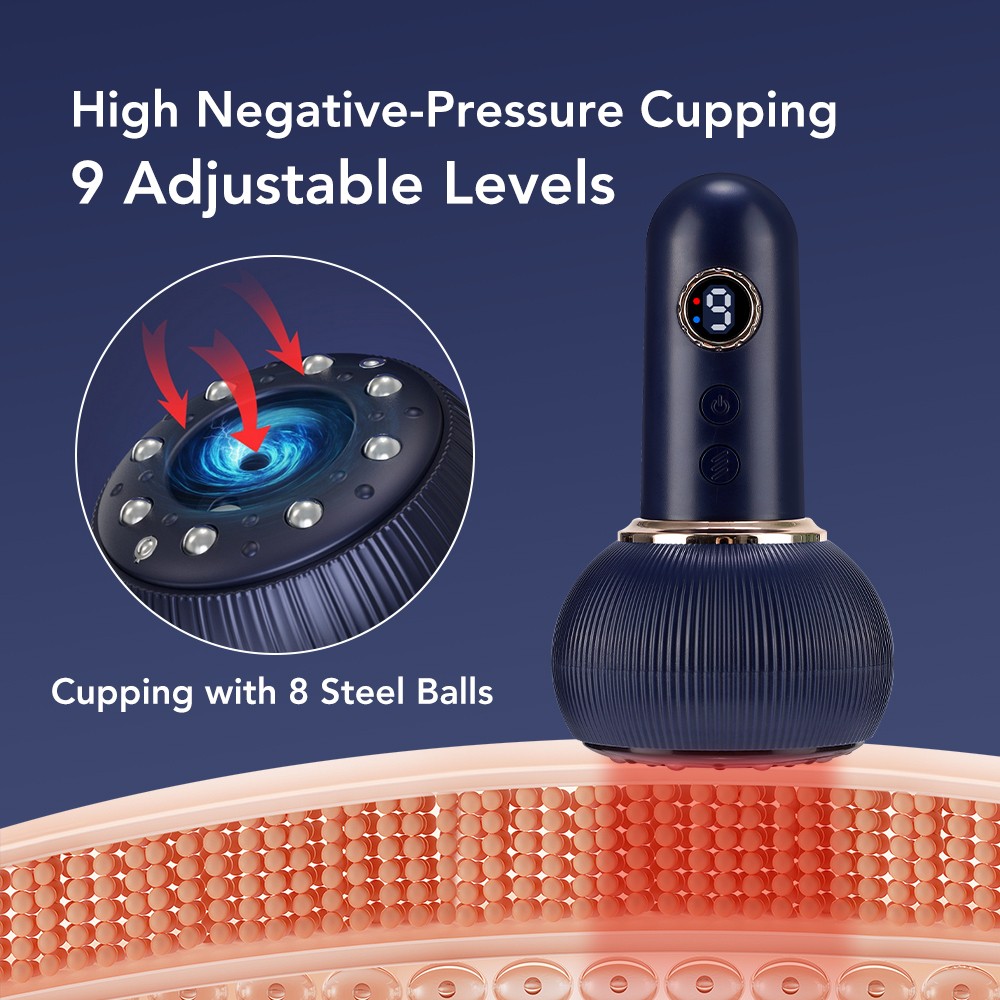 Electric Cupping Scraping Massager Red Light Microcurrent Heat Vibrating Therapy