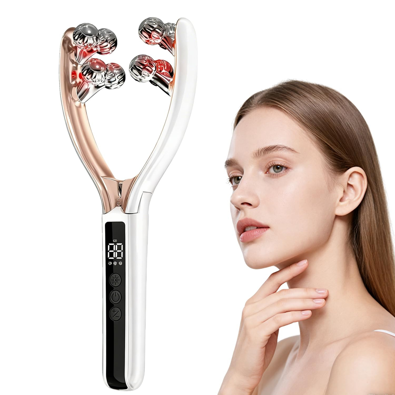 Facial Massager with 3D Roller,Lymphatic Drainage Tool for Face,Arm,Leg and Neck