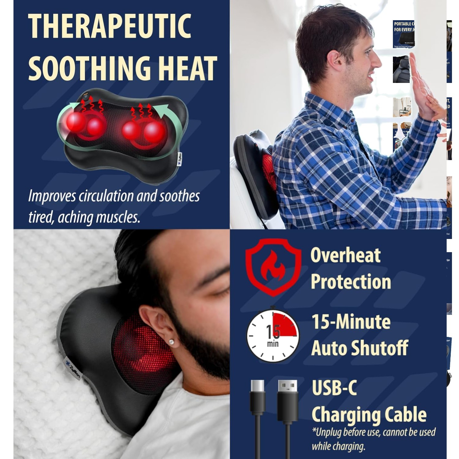 Luxurious Cordless Deep Tissue Massager with Soothing Heat – Black Faux Leather
