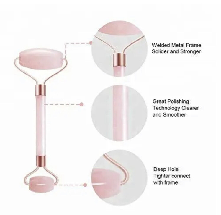 Pink Jade Rose Quartz Face Facial Roller Anti-Aging r Premium Authentic Jade