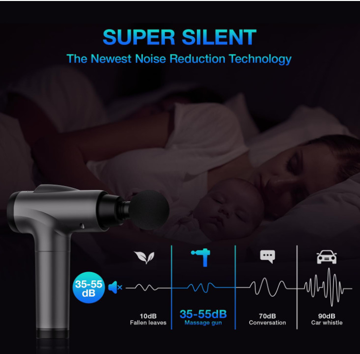 Masajeador muscular eléctrico de percusión, 30 velocidades y 9 accesorios, Nuevo