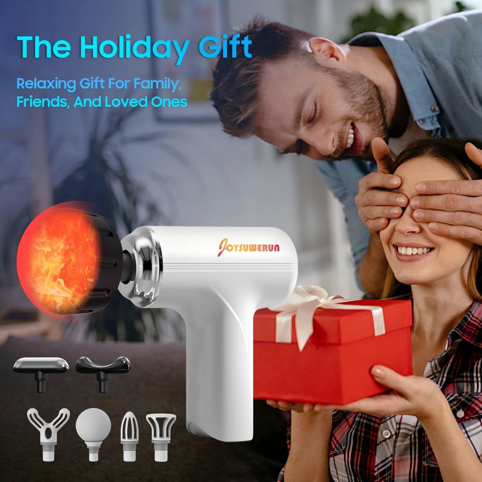 Massage Gun with Heat – Powerful Deep Tissue Massager, Handheld Mini White