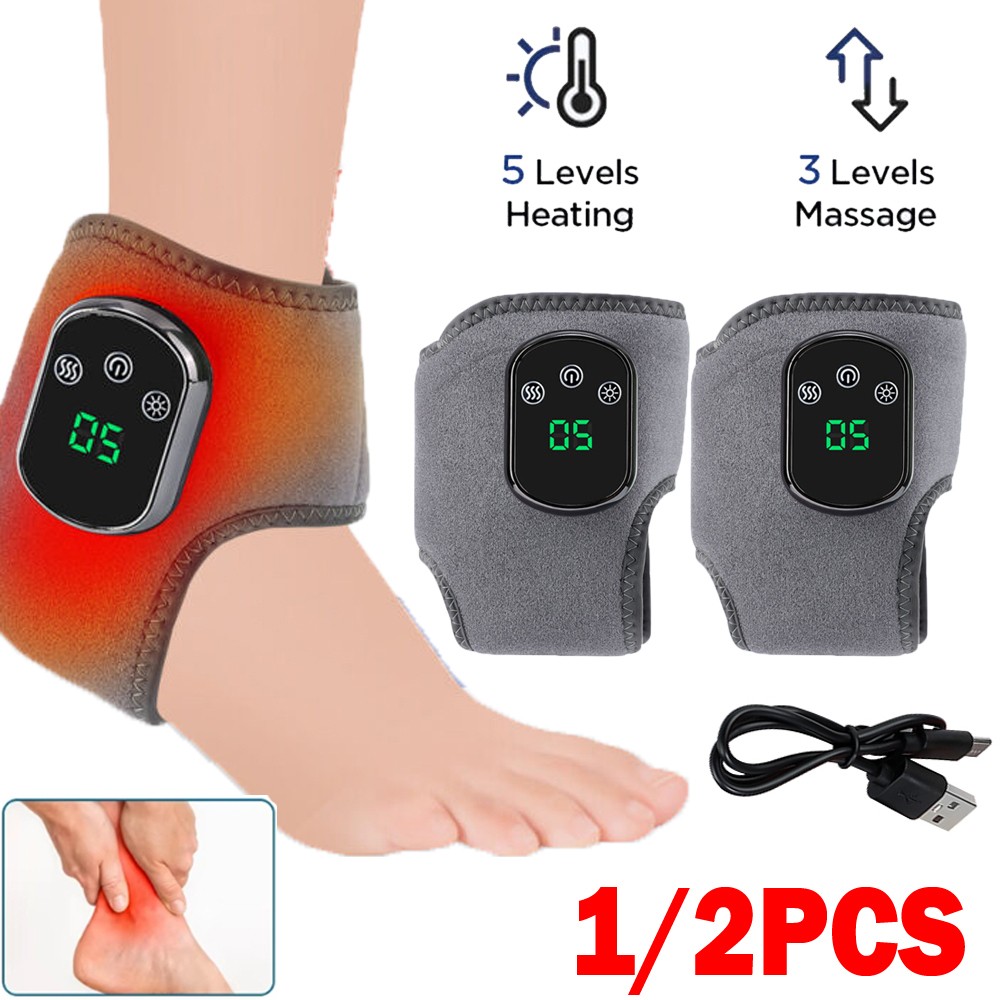Hot Compress Foot Ankle/Hand Vibration Massager 3/5 Speeds Heated Pain Relief