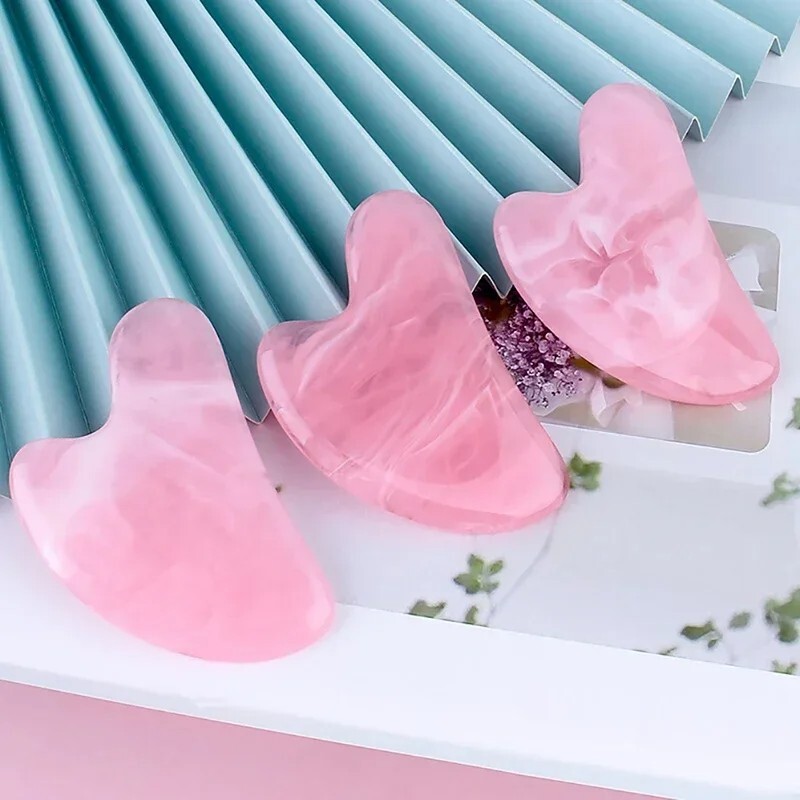 New Natural Resin Gua Sha Massage Board Rose Guasha Face Massaging Tool