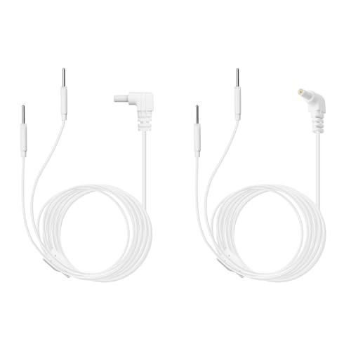 2PCS Premium TENS Lead Wires, Soft TPE, 2.35mm Plug, 2mm Pin Electrodes