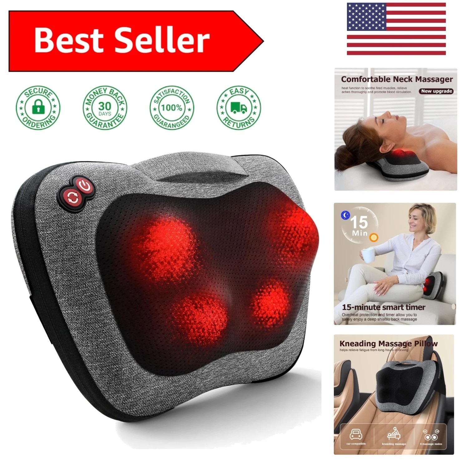 Deep Tissue Back Massager Pillow with Heating – Perfect Gift for Every Occasion