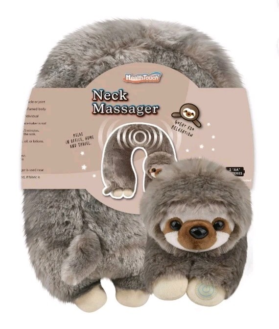 Plush Sloth Vibrating Neck Massager Pillow Wrap Soft Portable Muscle Relax Gift