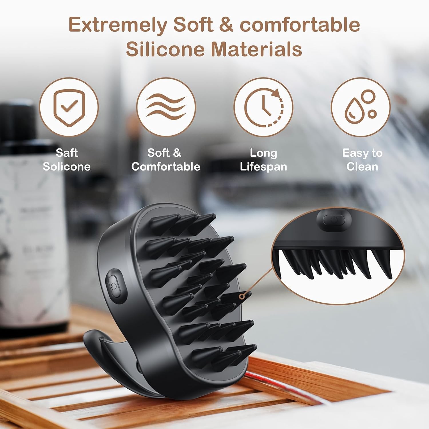 Electric Scalp Head Massager Cordless Hair Head Massager 3-Level Vibration Wet