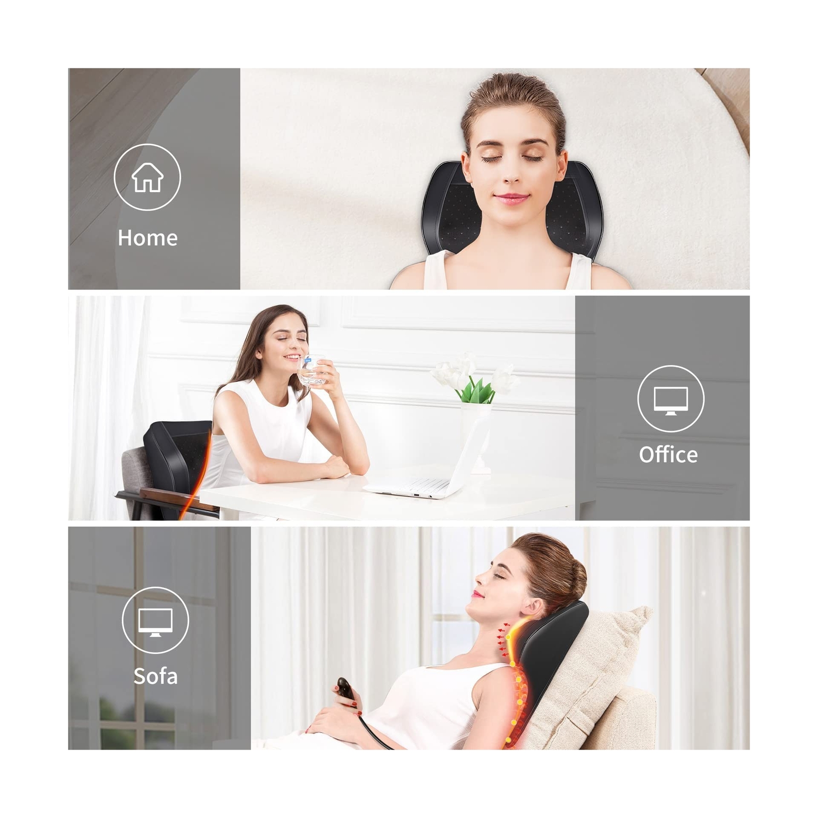 Boriwat Back Massager with Heat, Massagers for Neck and Back, 3D Kneading Mas…