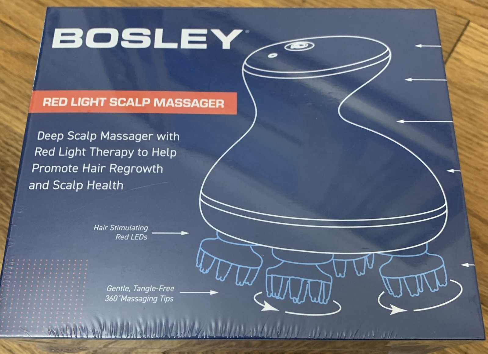 BOSLEY Cordless Deep Scalp Massager Red Light Electric Head Massager