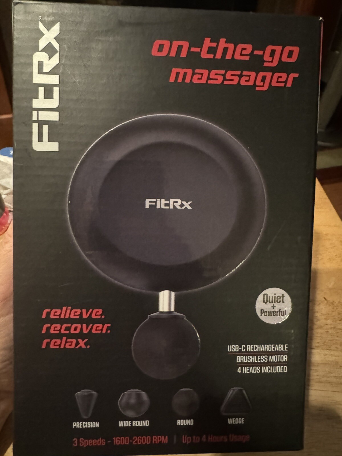FitRx On The Go Massager USB-C Rechargeable, 1 Head, Tested, Works
