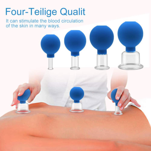 4PC Anti Cellulite Cupping Therapy Set Neck Face Body Glass Vacuum Massage Cups