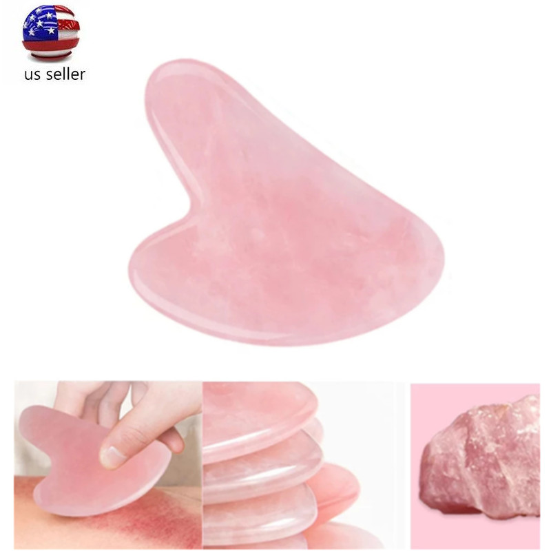 Natural Rose Quartz Stone GuaSha Massage Face Tool Gua Sha Board Body Massagers