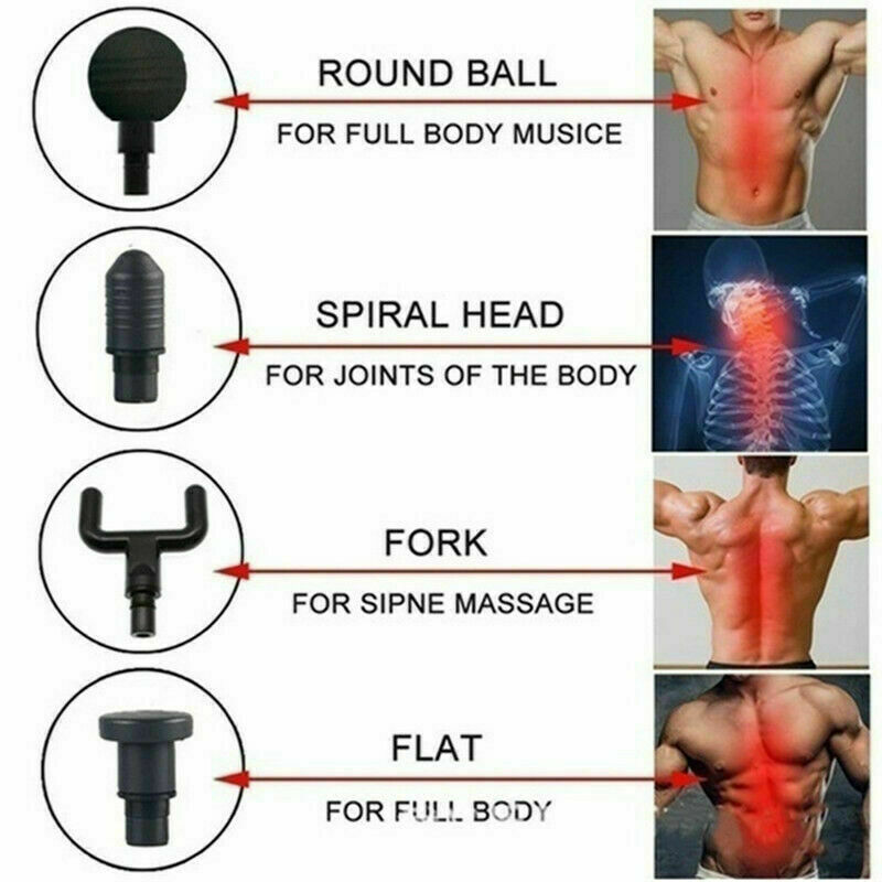 FASCIAL Gun Percussion Massage Deep Tissue Muscle Vibrating Relaxing + 4 Heads