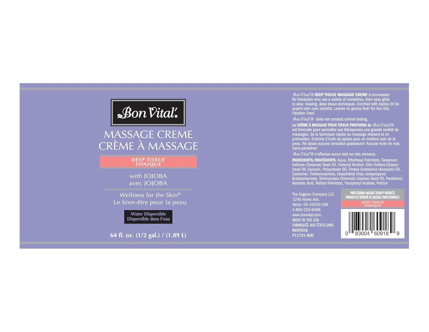 Deep Tissue Massage Creme & Lotion – Water-Dispersible, Non-Greasy, Lemon Sage