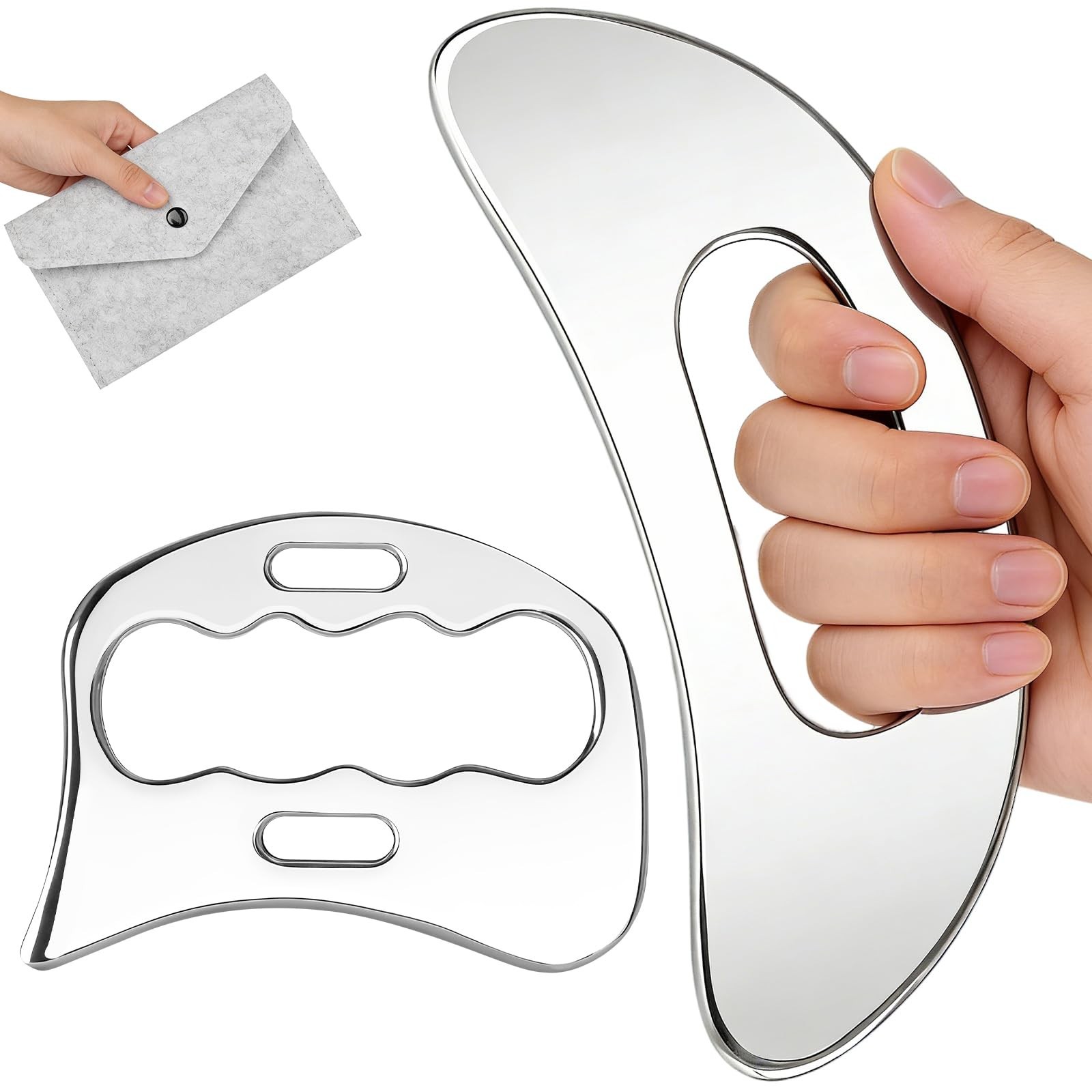 2-In-1 Stainless Steel Gua Sha Massage Tool Set, Muscle Scraper & IASTM Tools fo
