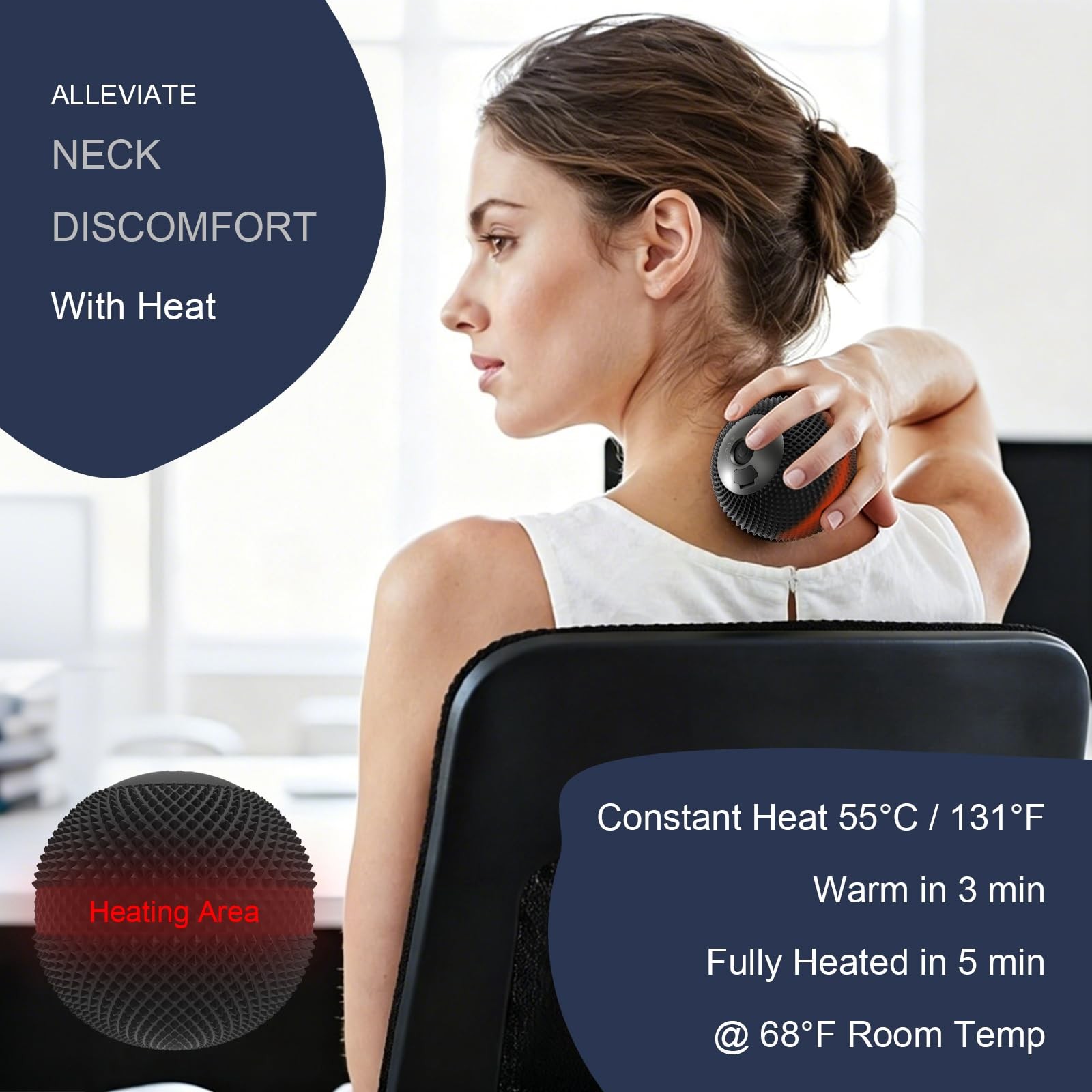 HODEMI Vibrating Massage Ball with Heat & Smart Memory, Deep Tissue Massage B…
