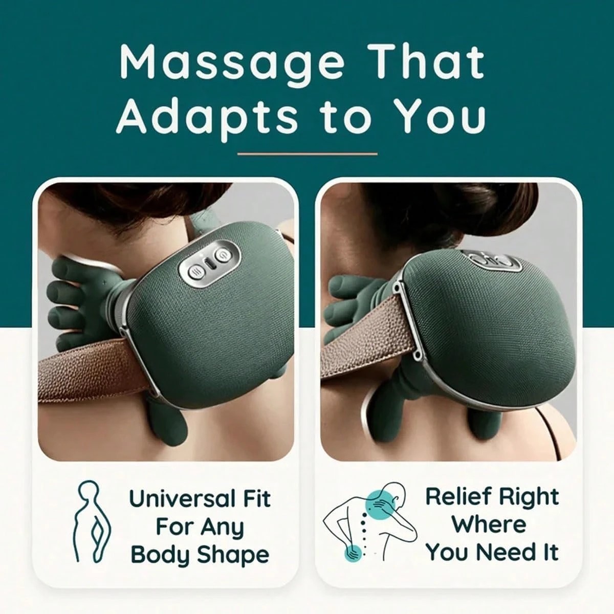 Wireless Heated Neck Massager 4D Deep Tissue Shoulder Back Pain Relief Rechargea