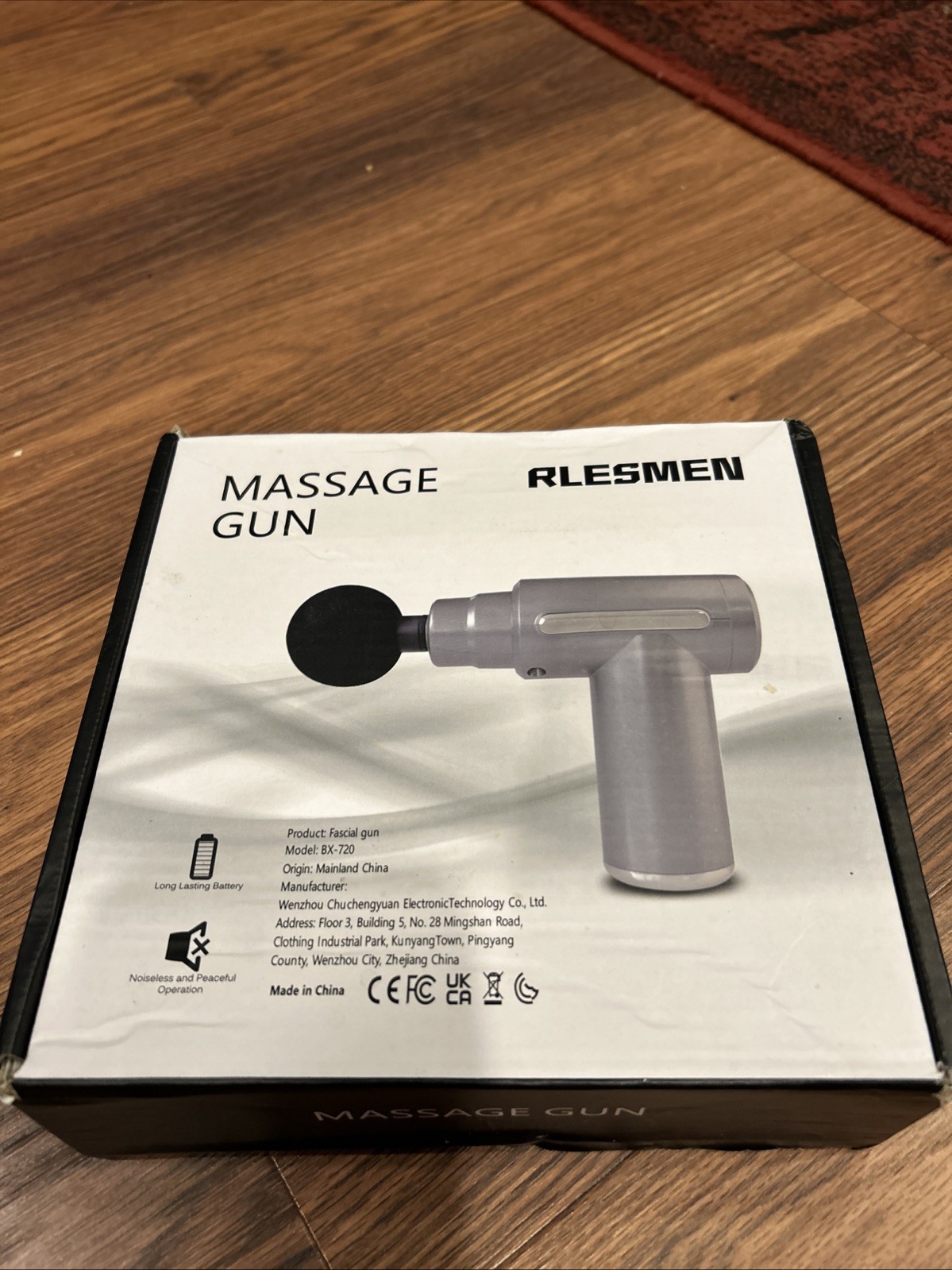 RLESMEN Massage Gun BX-720 Red Cordless Rechargeable 4 Heads Percussion