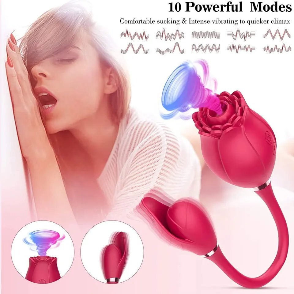 10 Intense-Suction-Rose-Vibrator-Sucking-Sucker-Licking-Massager Mute Women Gift