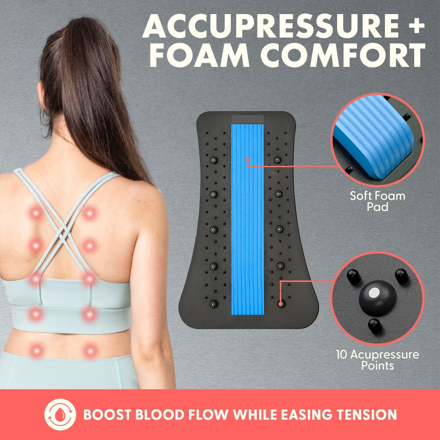 SQUATZ Lower Back Stretcher Lumbar Support Massager Multi-Level Traction Device