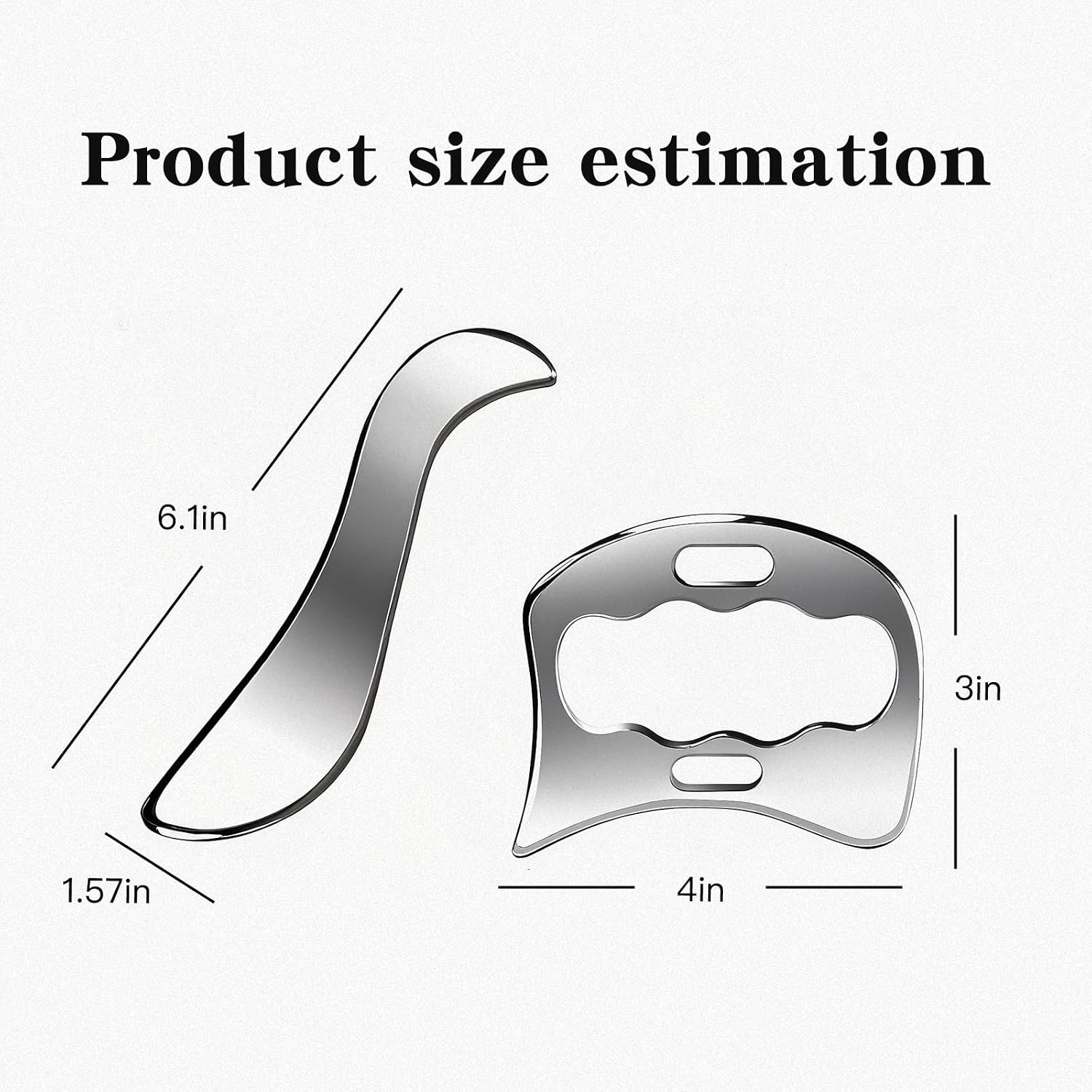 2-in-1 Stainless Steel Gua Sha Muscle Scraper Tool Set – for Myofascial Release,