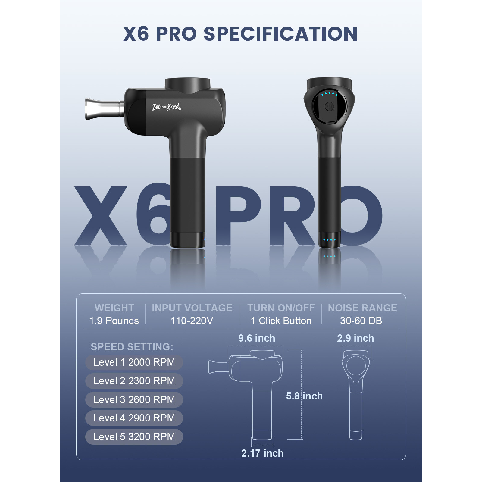 BOB AND BRAD Charging Cable Attachment for X6 Pro Massage Gun Upgraded Accessory