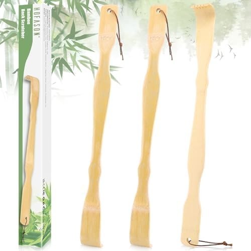 3 Pack Natural Bamboo Back Scratcher Long Reach Pick Itch Relief Tool Portable