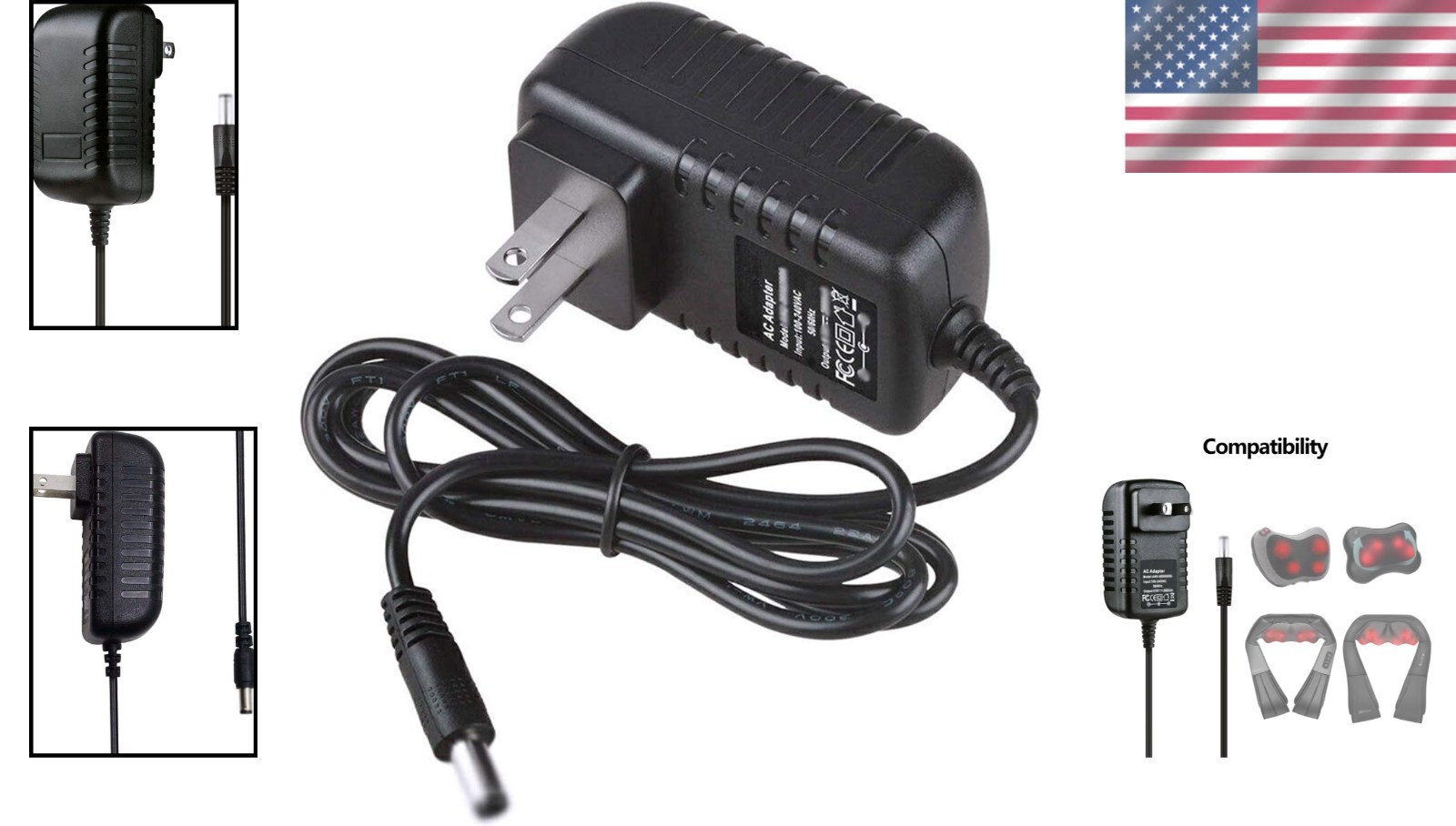 Quality 12V Power Cord for Shiatsu Neck & Back Massagers – Compatible & Reliable