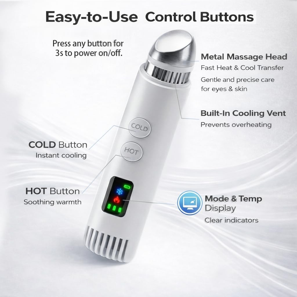 2-in-1 Cold & Warm Depuffing Wand for & Eyes,Adjustable Temperature Massager …