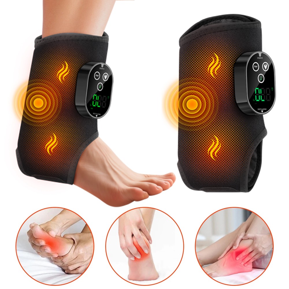 Electric Foot Ankle Massager Relieve Ankle Pain 6 Heat Levels, 3 Vibration Modes