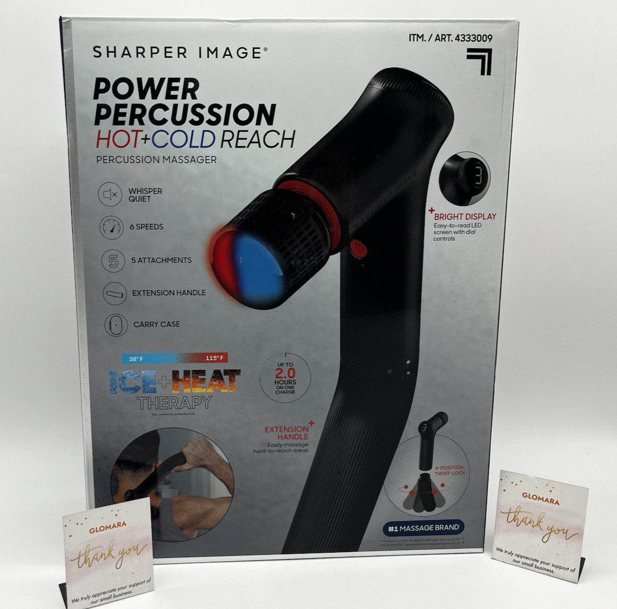 Sharper Image Power Percussion Massager Hot Cold Reach Deep Tissue Kit Set