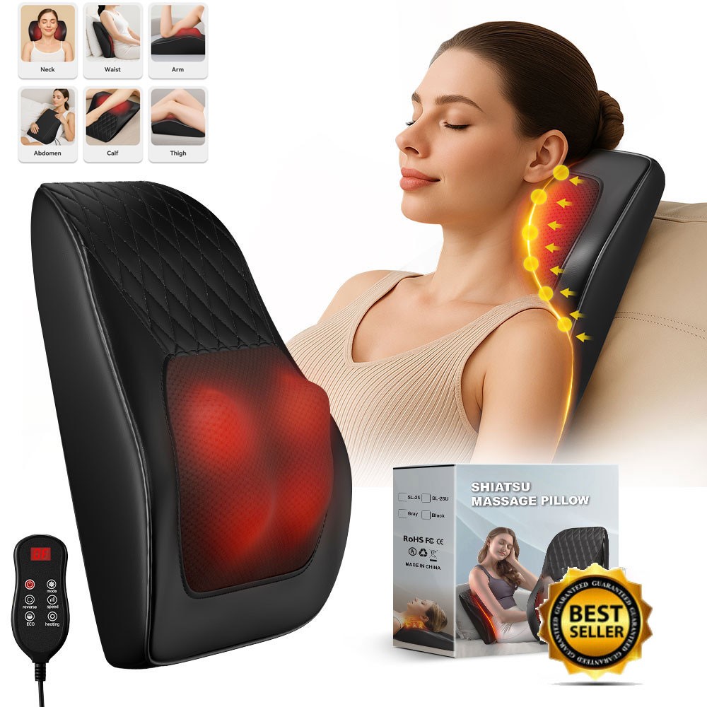 6 In 1 Electric Lumbar Support Pillow Smooth Spine Triple Fusion Back Massager
