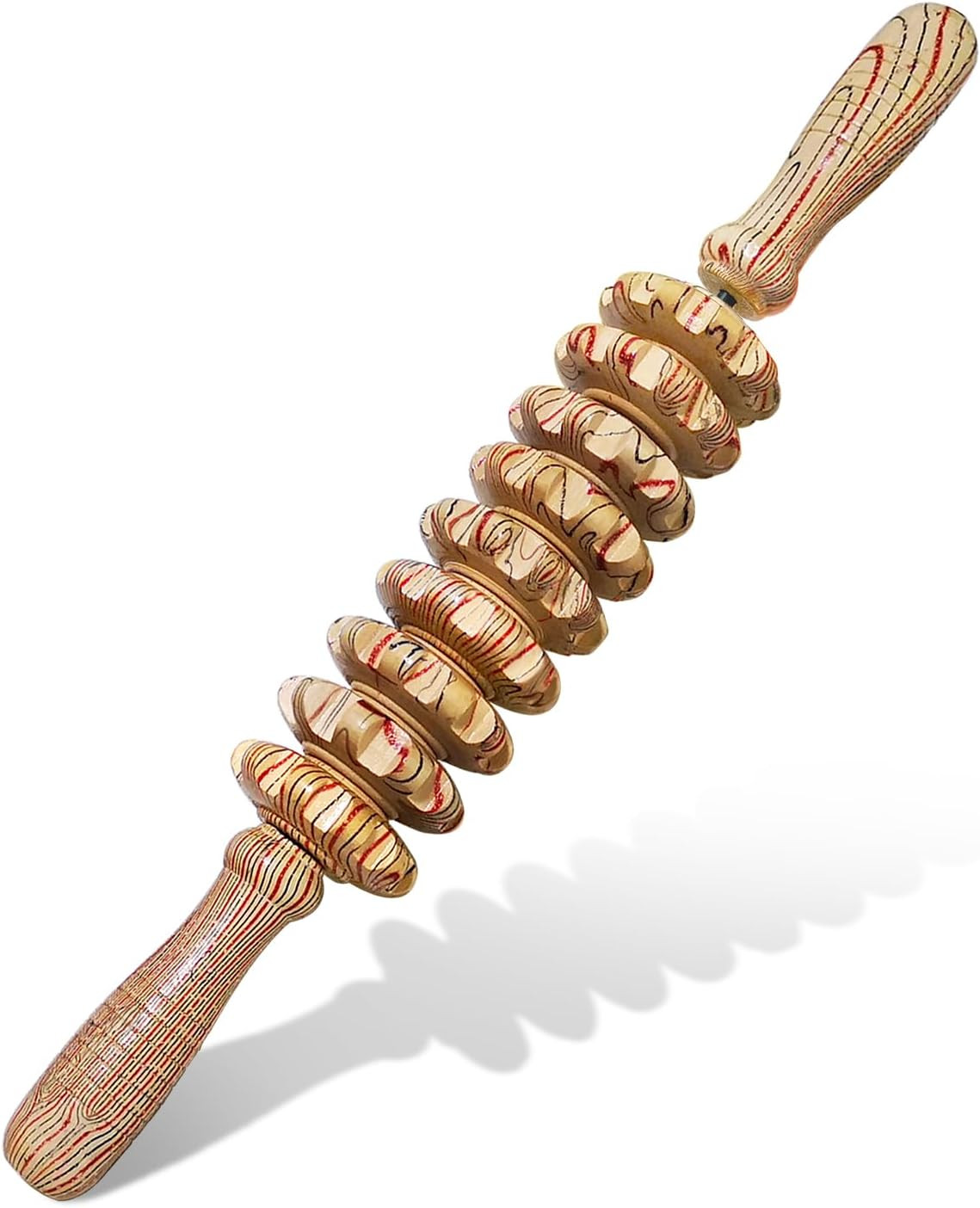 Wooden Massager Handheld Roller Trigger Point Massager Stick for Fascia, Celluli