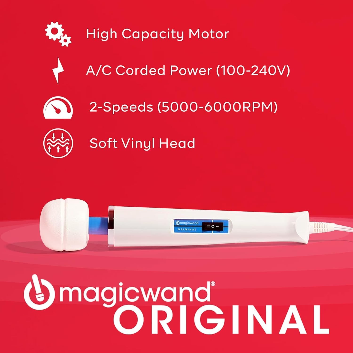 Authentic Magic Wand Original Massager – 1 Count (Pack of 1), White