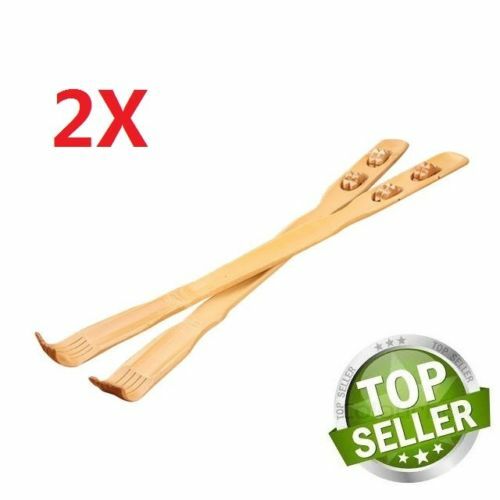 2 x 18″ Bamboo Wooden Itch Therapeutic Back Scratcher Massage Rollers US Seller