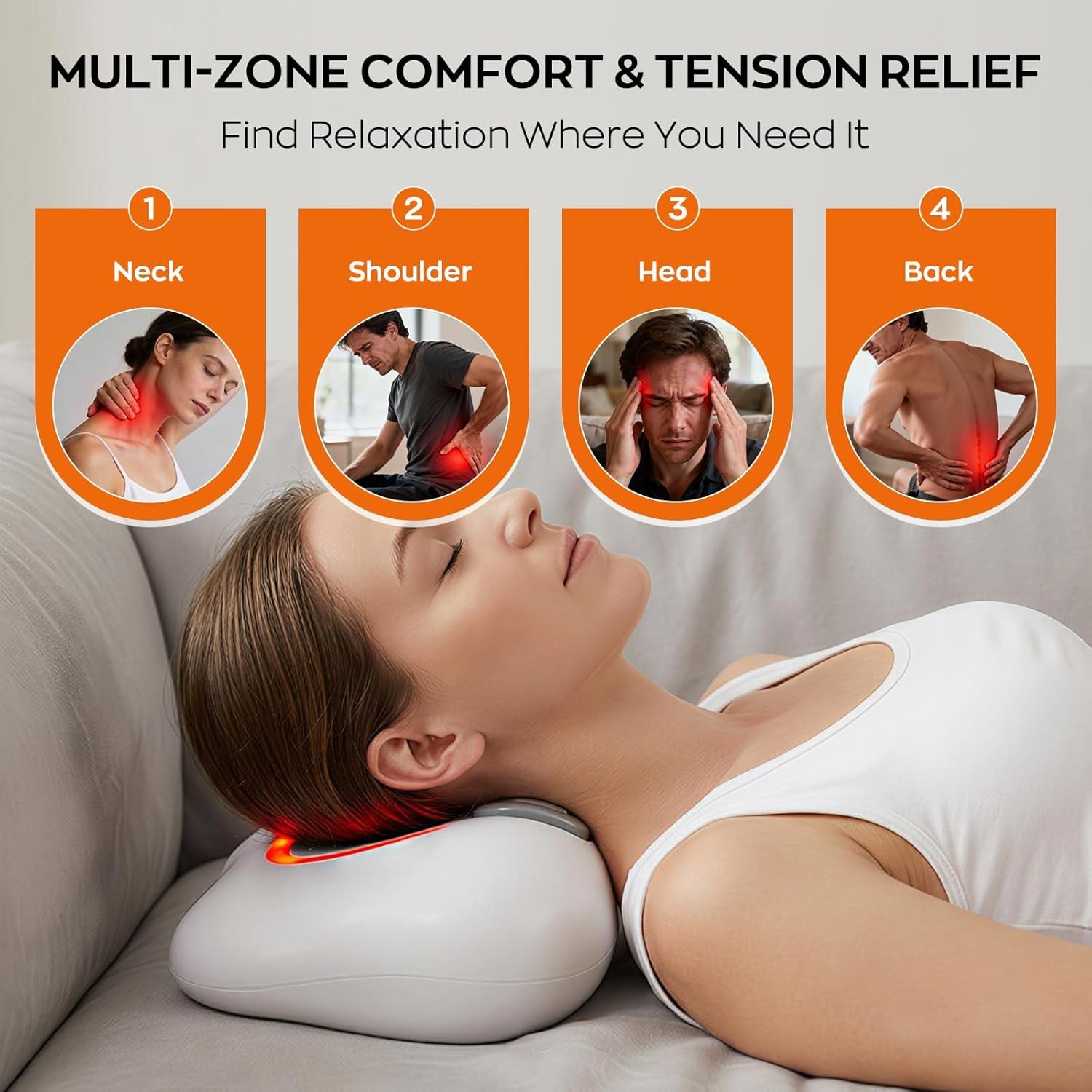 4‑in‑1 Shiatsu Neck & Back Massager w/ Heat Vibration EMS Airbag – Cordless