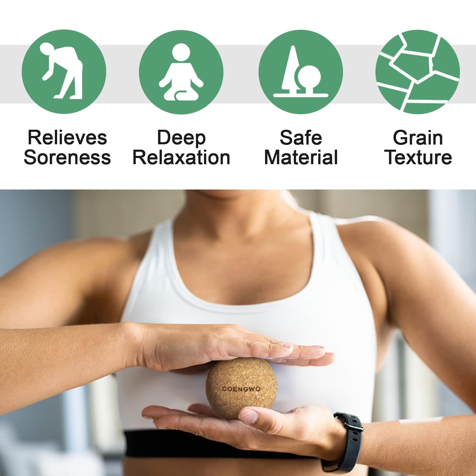 Cork Ball Lacrosse Ball, Deep Tissue Muscle Tension Therapy Ball for Trigger …