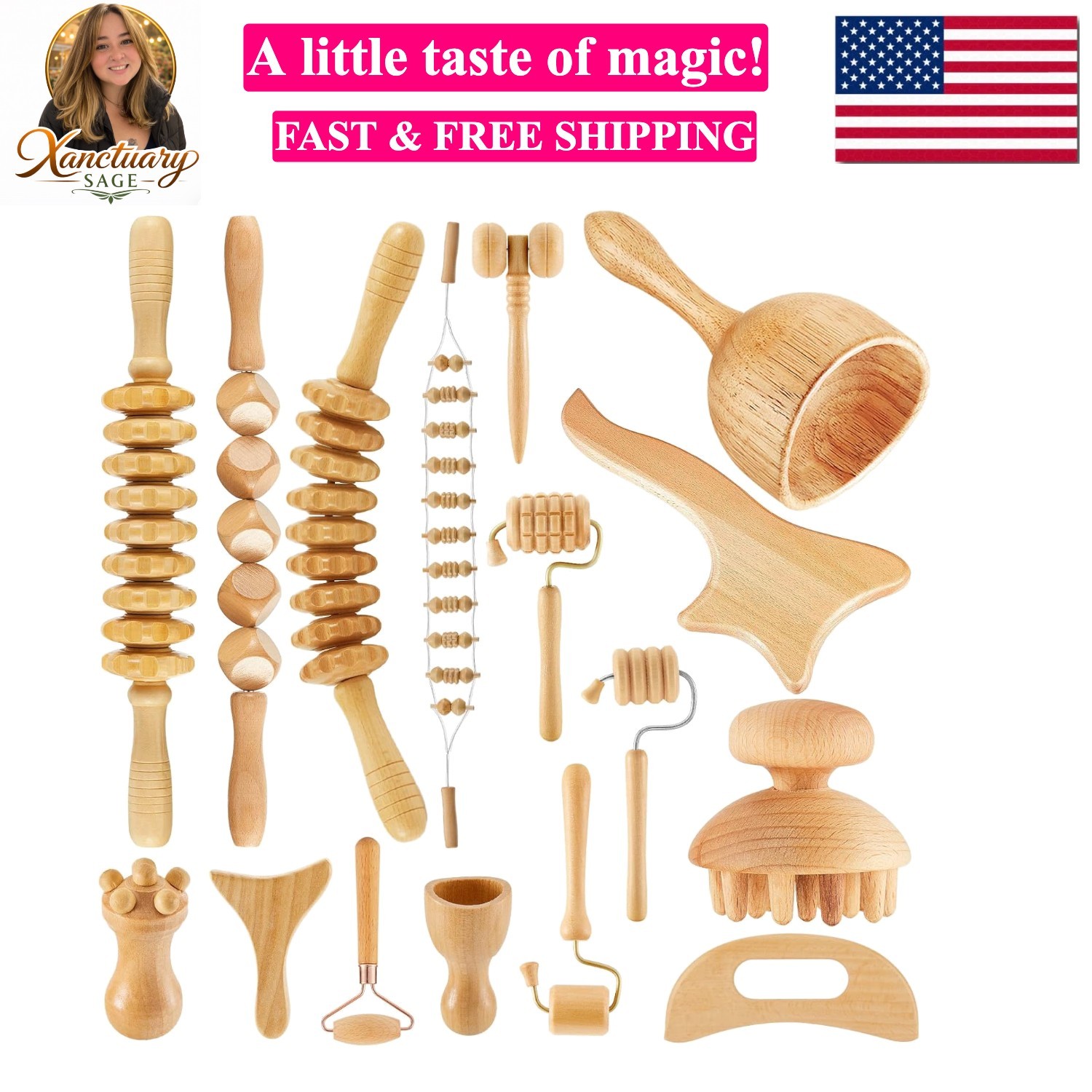 16-in-1 Wood Therapy Massage Tools Set Maderoterapia Kit Therapy Tools for Bo…