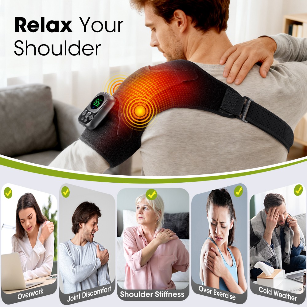 Smart Wireless Shoulder Massager Hot Compress & Vibration Therapy for Muscle