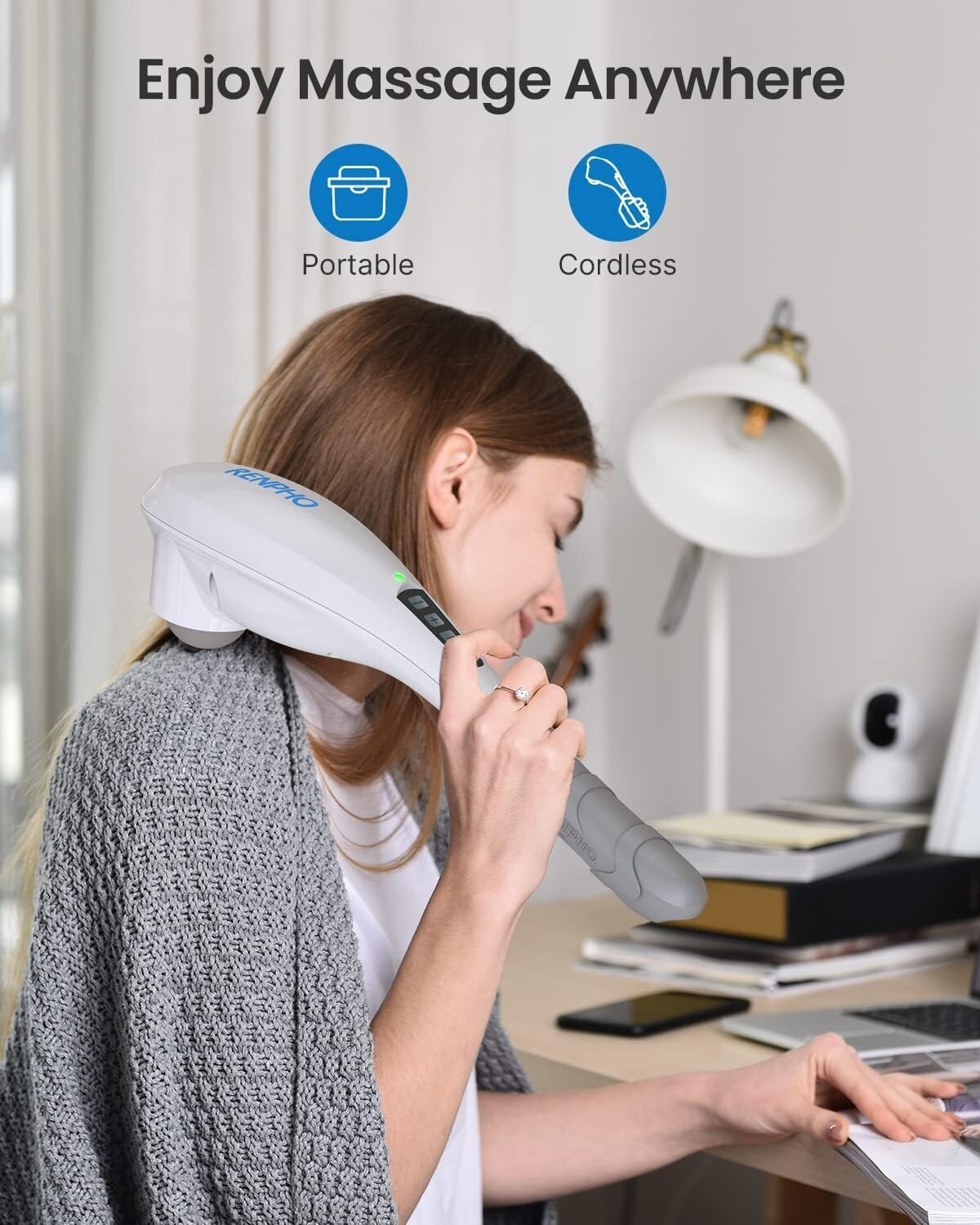 Portable Cordless Electric Massager – 5 Attachments for All-Around Relaxation