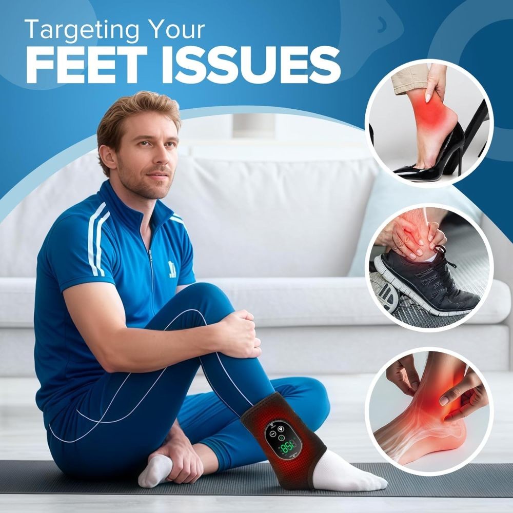 2PCS Foot and Ankle Massager Relieve Ankle Pain 6 Heat Levels, 3 Vibration Modes