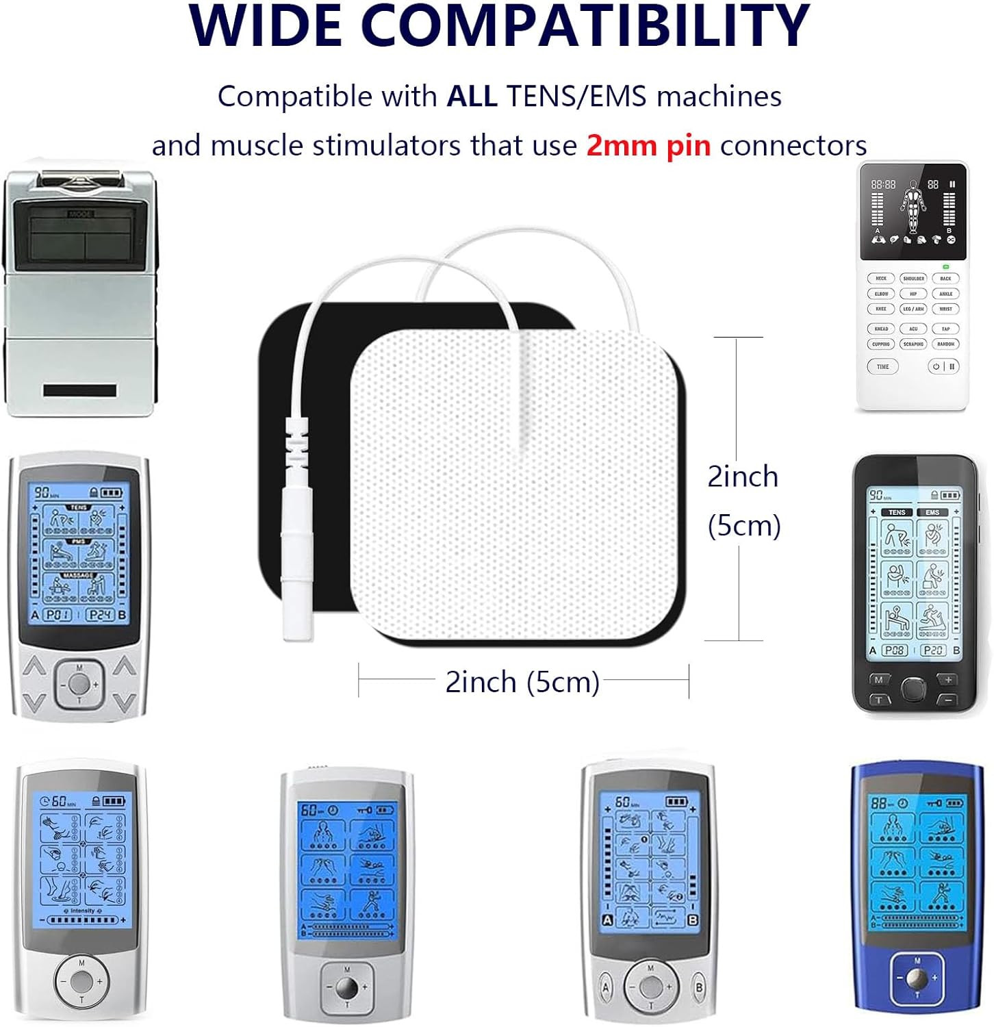40 TENS Electrode Pads EMS Replacement Unit 7000 3000 2×2 Muscle Stimulator BULK