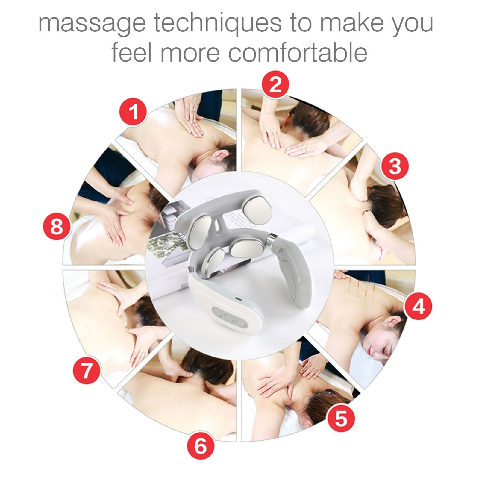 Neck Massager with Heat Kneading Shiatsu Pulse Beating Automatic Massage D0U2