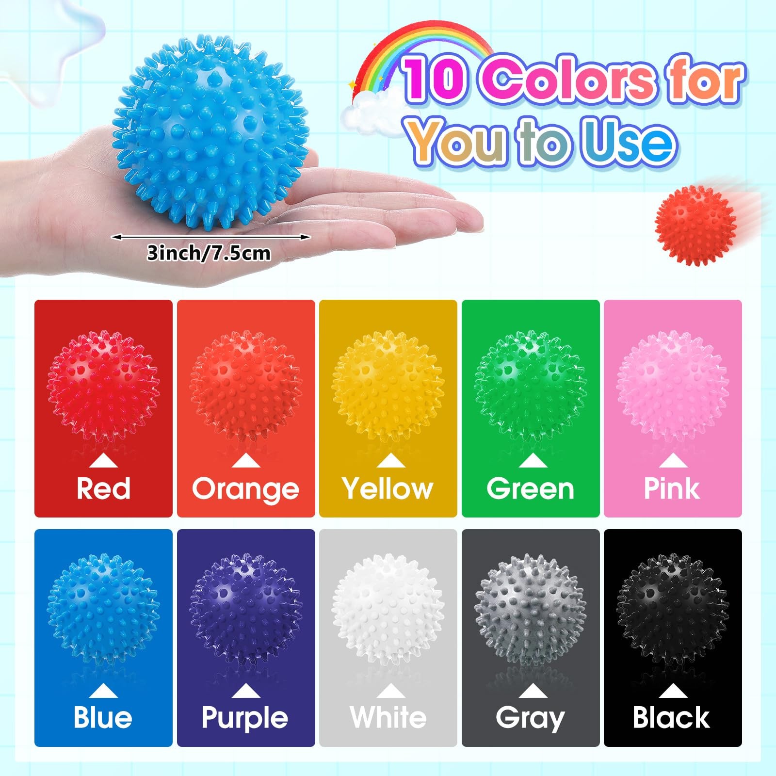 36 Pcs Spiky Massage Balls for Feet, Back, Hand Massage Roller Squeeze Balls …