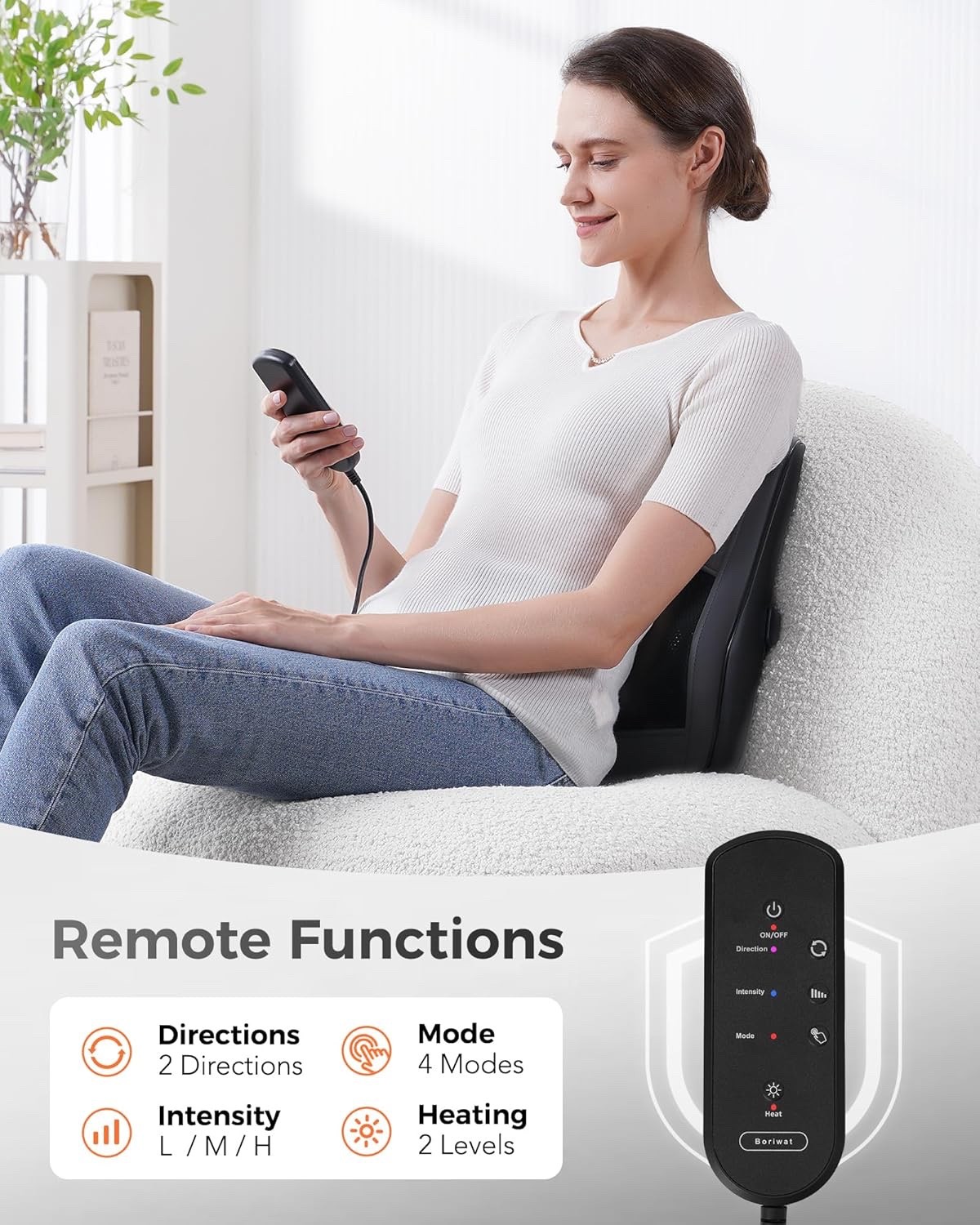 Boriwat Shiatsu Massage Cushion 4 Nodes 3-Speeds. Model: R7